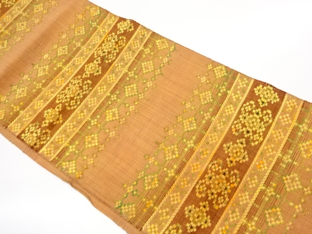 JAPANESE NAGOYA OBI / WOVEN ABSTRACT FLOWER